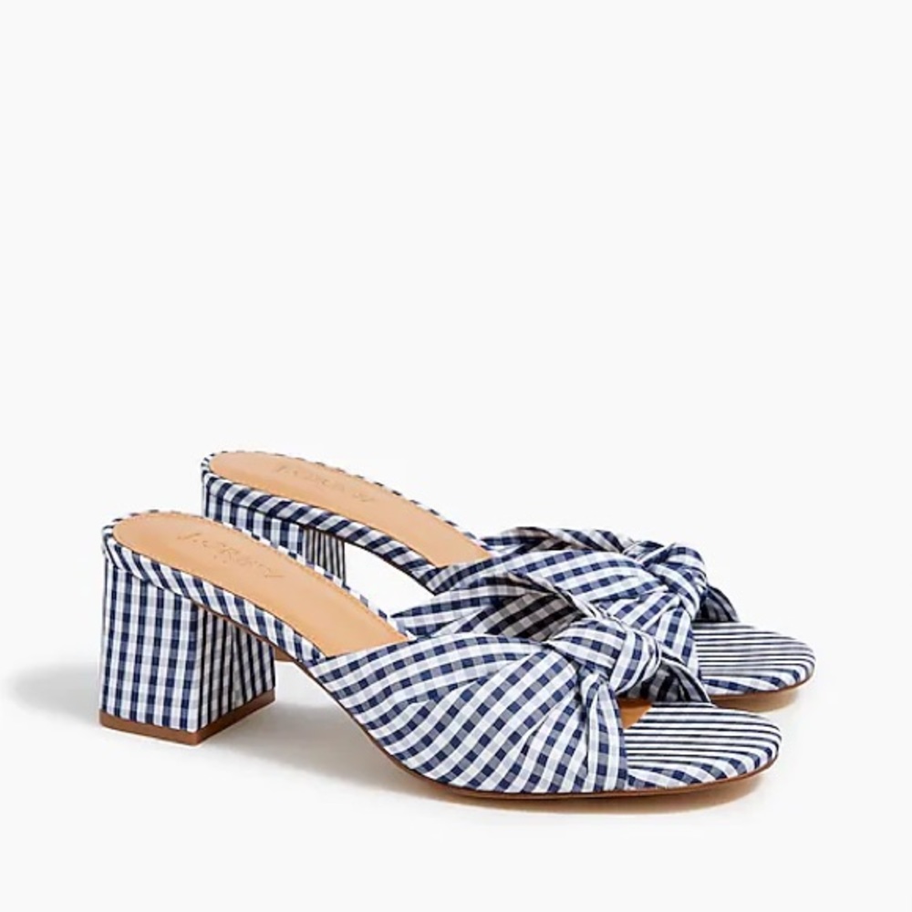 JCrew - Printed knot block-heel mules / sandals